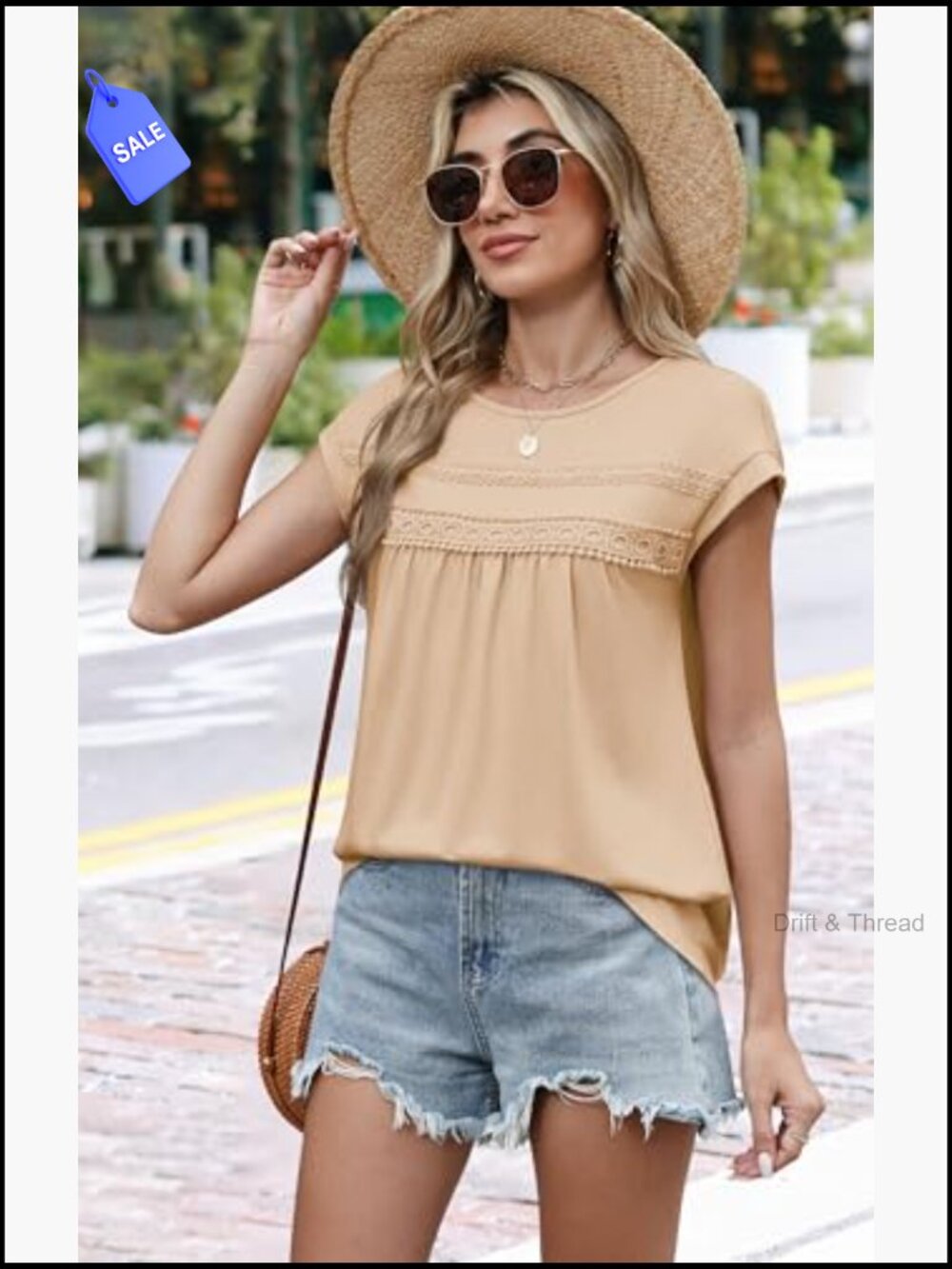 Lace Crochet Cap Sleeve T-Shirt Blouse Summer Top - Picture 3 of 7